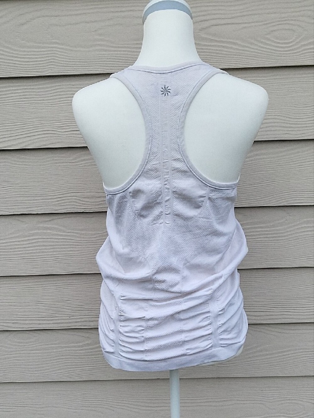 Athleta White Ruched Side Racerback Tank Top Size M Yoga - Picture 3 of 13